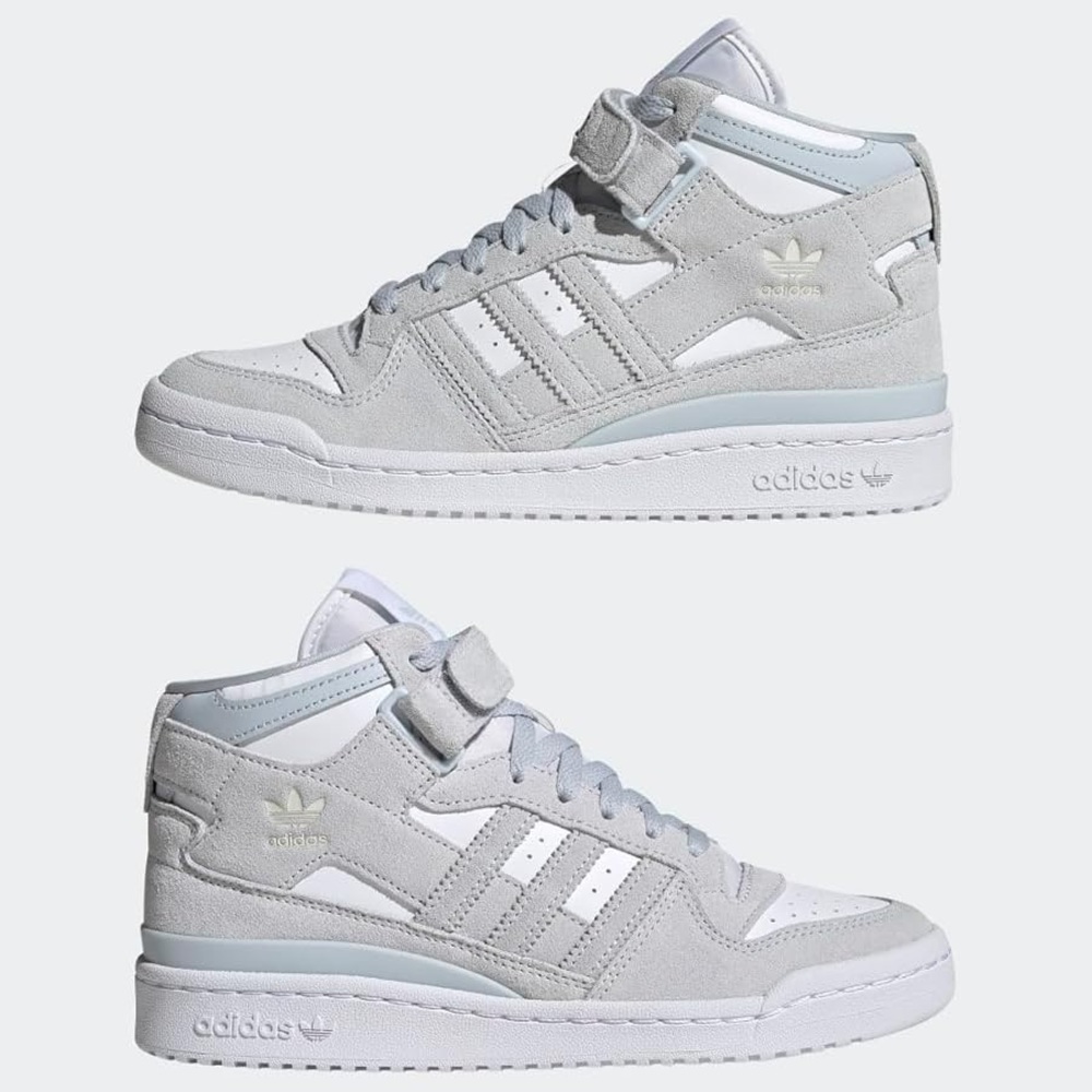 Adidas Gray and White Mid-Top Sneakers